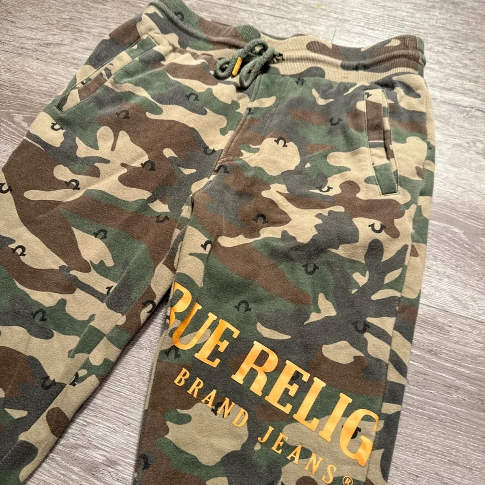 True Religion Joggers Adult 30 Camo Green Cotton Blend Logo Graphic 30x26 Lounge